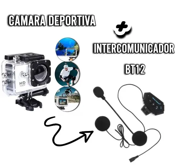 Cámara Deportiva Sumergible + Intercomunicador Inalámbrico BT12: Tu Equipo Completo