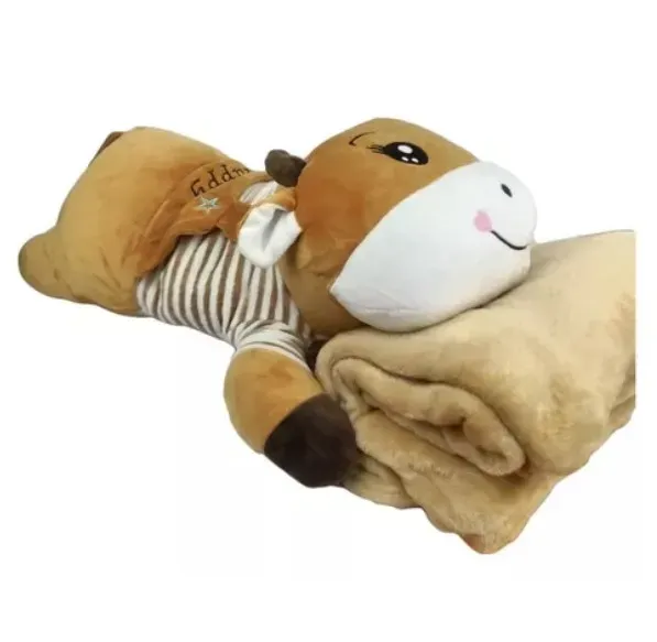 Almohada De Peluche Vaca Con Cobija Suave 