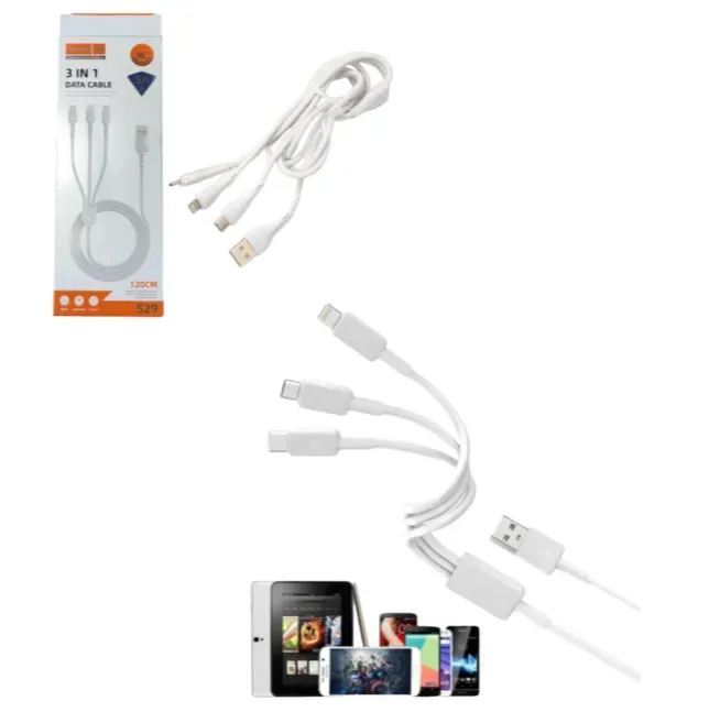 Cable 3 En 1 Para V8, TC e iPhone