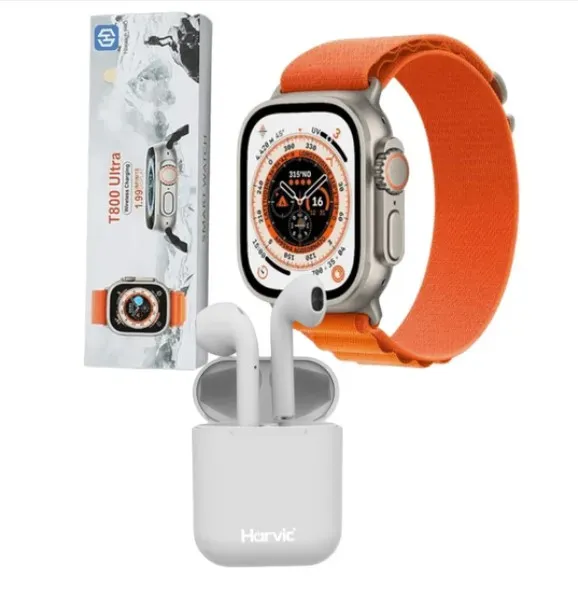 Reloj T800 Ultra 2 Pulsos Con Audífonos Harvic