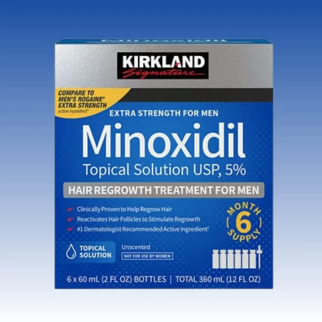 Minoxidil Kirkland - Kit Completo (Caja de 6 unidades con gotero original)