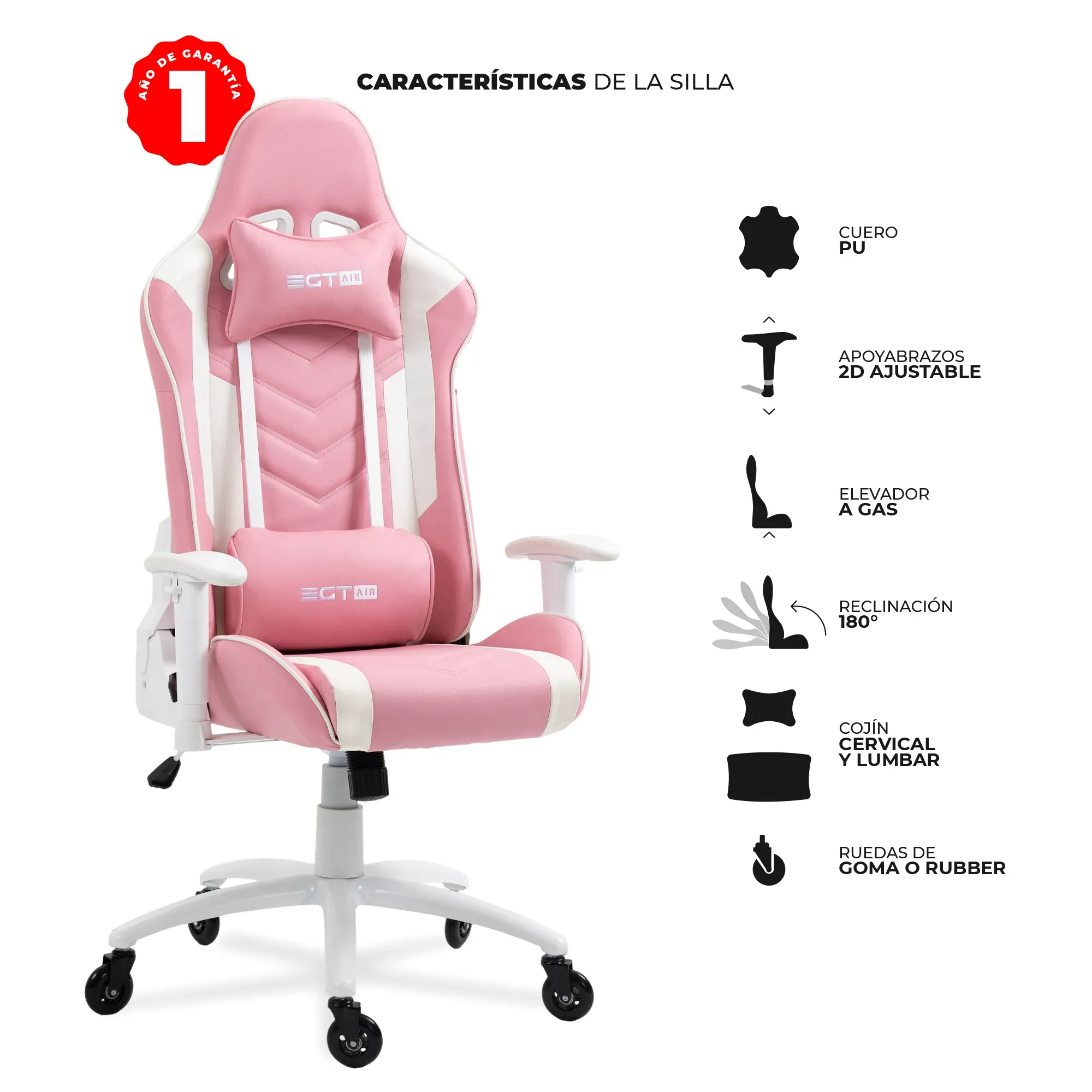 Silla Gamer Profesional EGTAIR SERIE 10 - Rosada