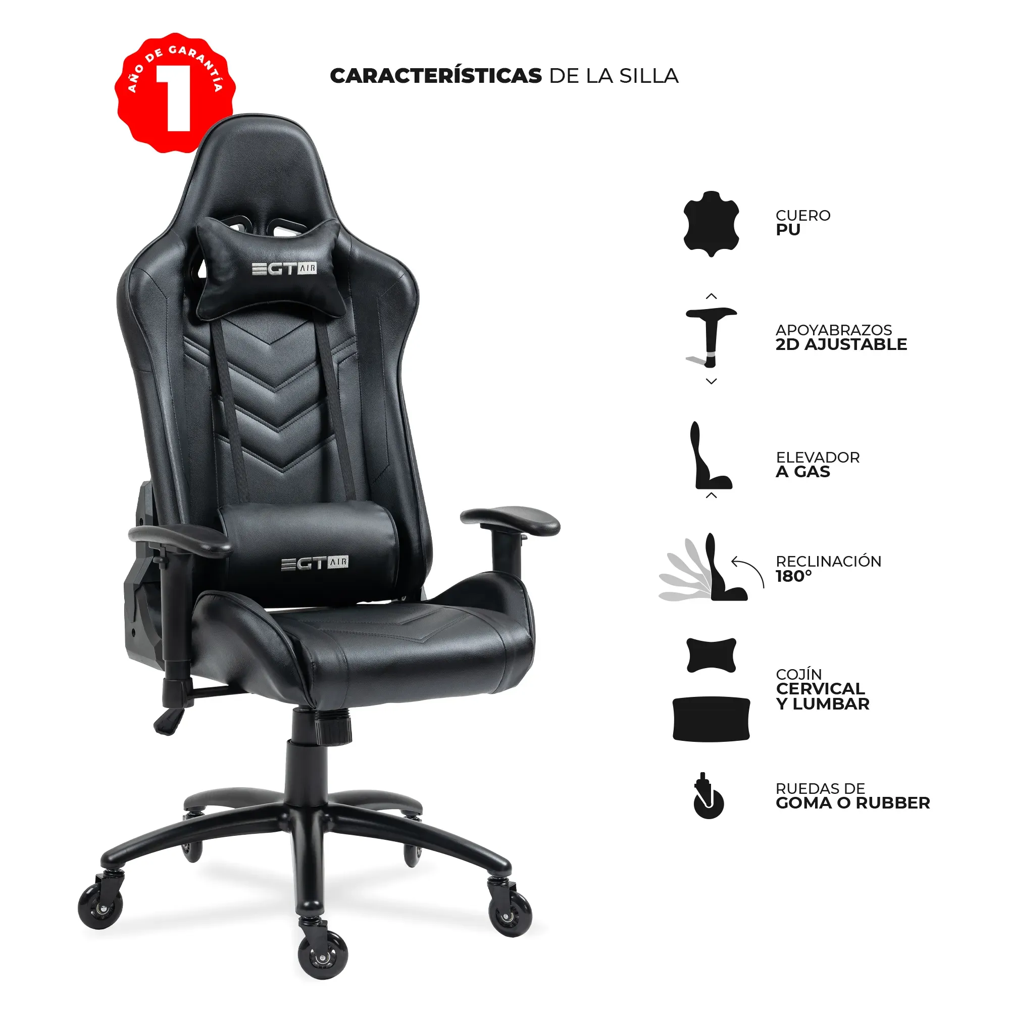 Silla Gamer Profesional EGTAIR SERIE 10 - Negro