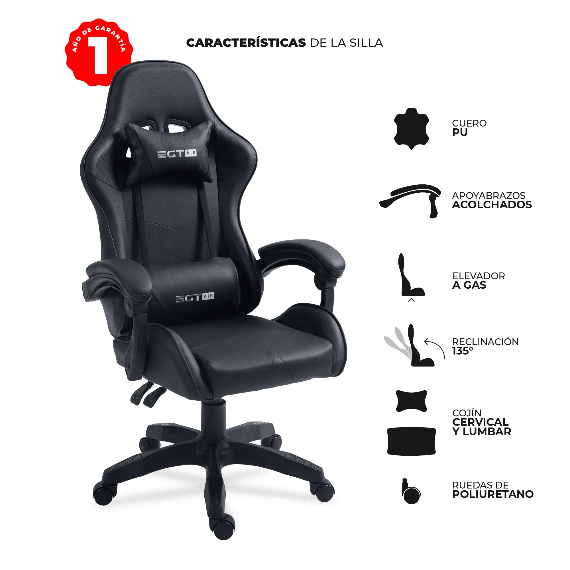 Silla Gamer Profesional EGTAIR SERIE 05 - Negro