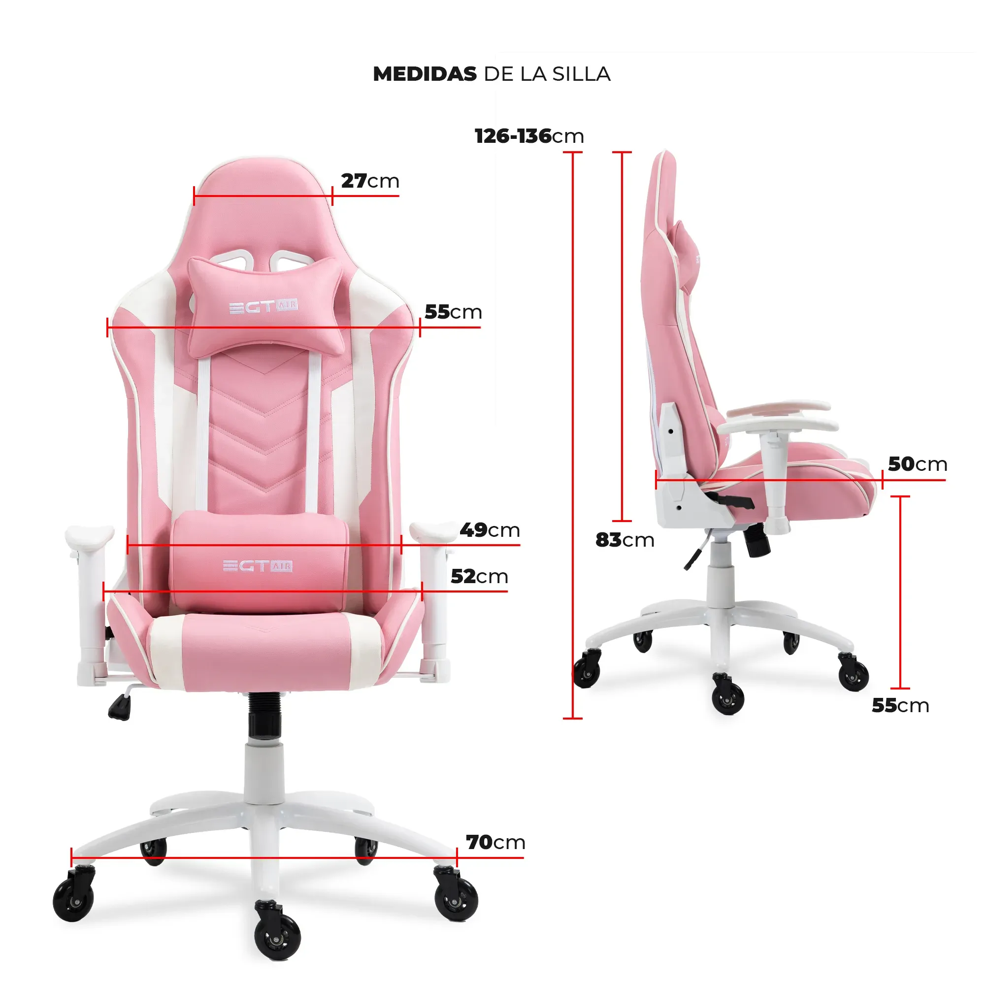 Silla Gamer Profesional EGTAIR SERIE 10 - Rosada