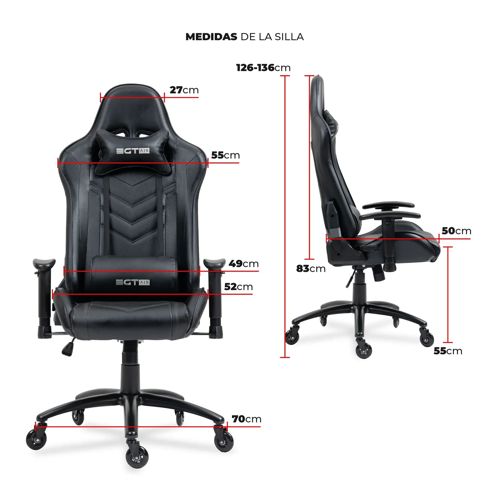 Silla Gamer Profesional EGTAIR SERIE 10 - Negro