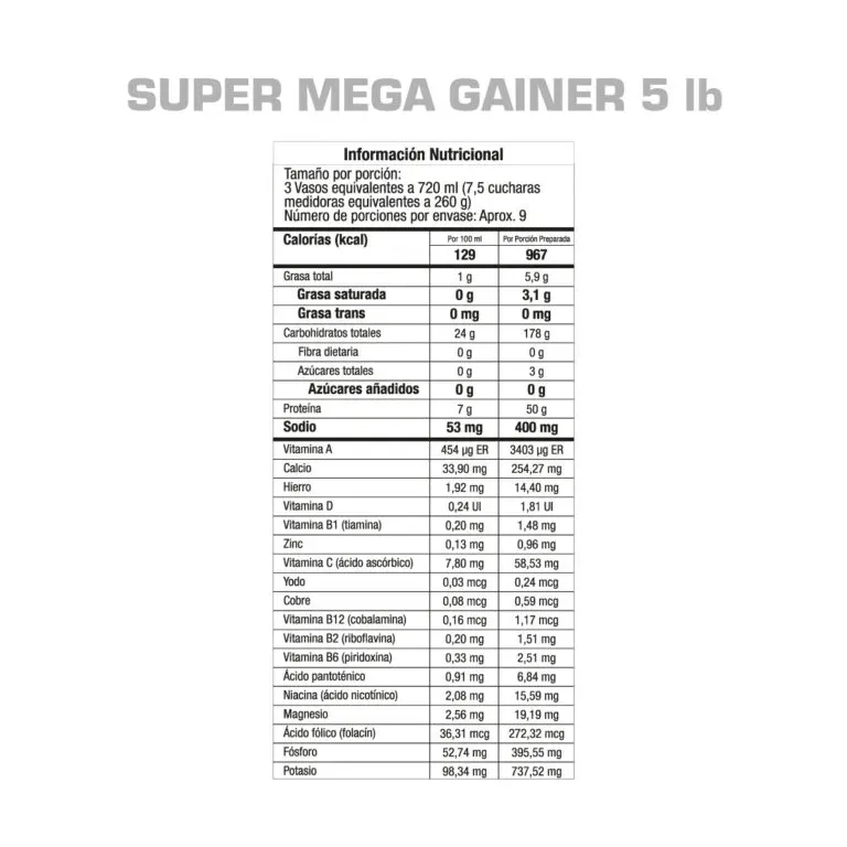 Proteina Super Mega Gainer 5 Lb