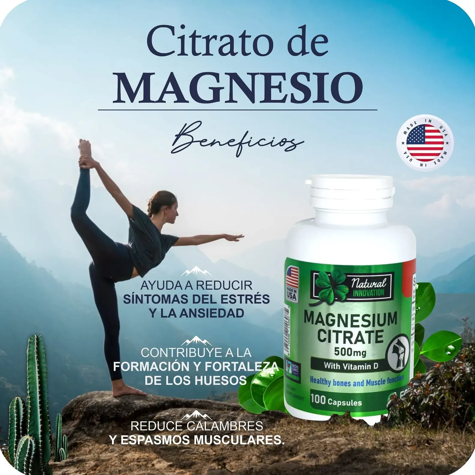 Citrato de Magnesio Americano 100 Capsulas