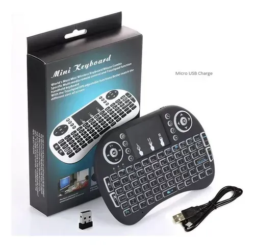 Mini Teclado Keyboard Led Para Tv Box Smart Tv Color Del Teclado Negro