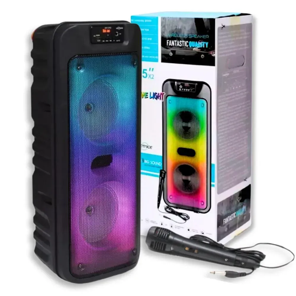 Radio Parlante Bluetooth Profesional 6.5 Plg X2 Luz Rgb