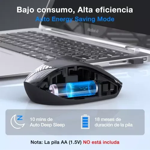 Ratón Inalámbrico Mouse Silencioso Portátil 2.4g 3 Dpi Ratón De Computadora Con Receptor Usb Para Laptop, Pc, Notebook Pilas Aa Incluidas 1Hora