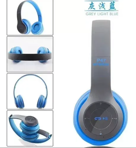 Auriculares Bluetooth Inalámbricos P47 Manos Libres Color Celeste Seisa