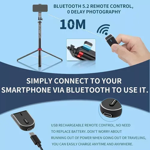 Trípode Inteligente 180cm Con Luz Y Control Remoto Incluido