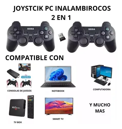 Joystick Pc Inalámbrico Doble 2 En 1 Vibración Gamepad 2.4g Color Negro