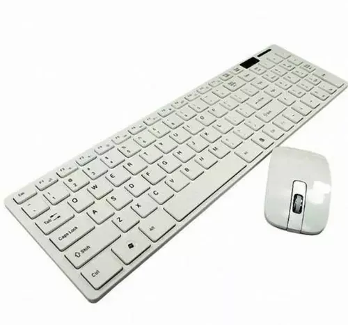 Combo Teclado Mouse Inalámbrico Ultra Delgado Protector Teclado Color Blanco