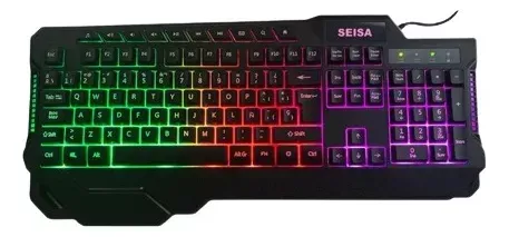 Teclado Gamer Seisa Retroiluminado DN-D831 Led Color Negro Rgb 