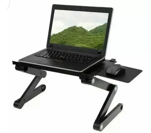 Mesa Portátil Plegable Ajustable Laptop Con 2 Ventiladores Color Negro