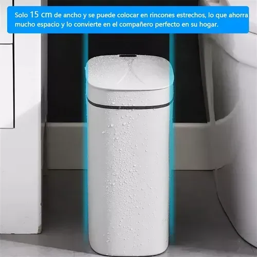 Cubo De Basura Automático 16 Litros Sin Contacto Para Baño Color Blanco