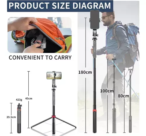 Trípode Inteligente 180cm Con Luz Y Control Remoto Incluido