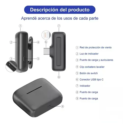 Micrófono Solapero Inalámbrico Premium 2 Micro Usb Tipo C