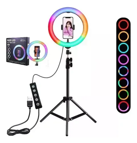 Aro De Luz Led 36 Cm Grande Luz Rgb Cálida Fría + Trípode