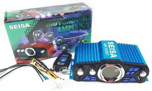 Amplificador Potencia 12v Bluetooth Control Remoto Auto/moto Usb Color Azul