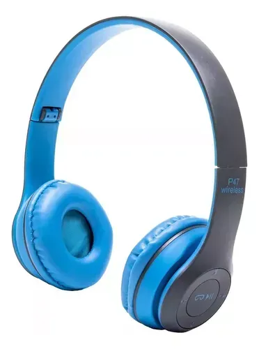 Auriculares Bluetooth Inalámbricos P47 Manos Libres Color Celeste Seisa