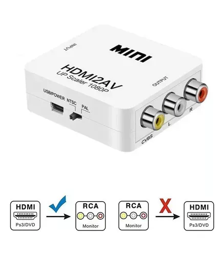 Convertidor Adaptador De Hdmi A Rca Video Version 1080p