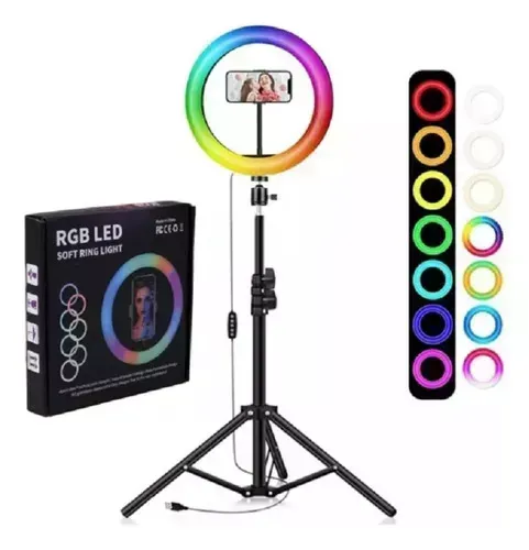 Aro De Luz Led 36 Cm Grande Luz Rgb Cálida Fría + Trípode