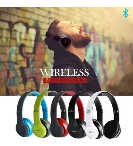 Auriculares Bluetooth Inalámbricos P47 Manos Libres Color Celeste Seisa