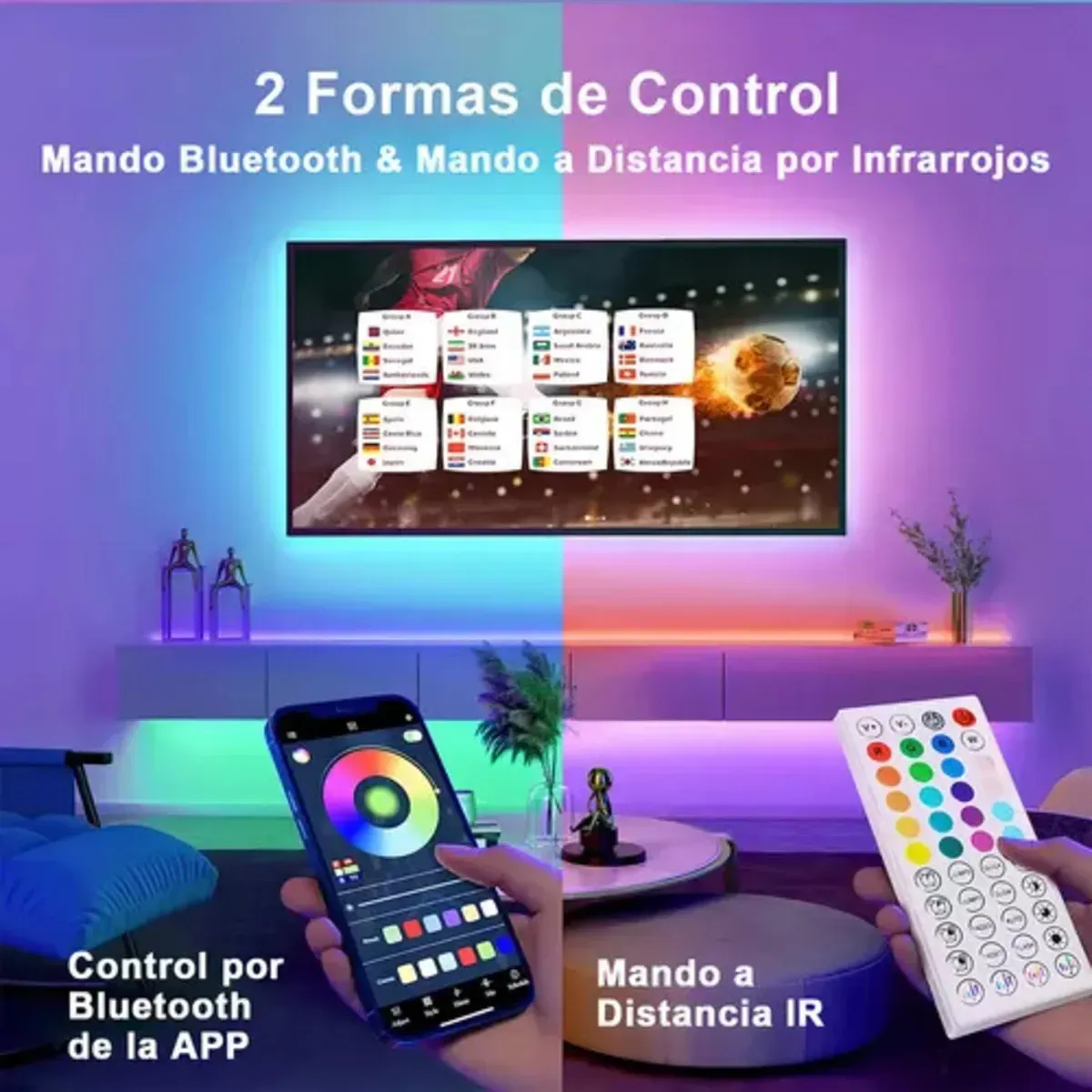 Tira Led Manguera Bluetooth App Silicona Luz Rgb Rítmica Neón + Control