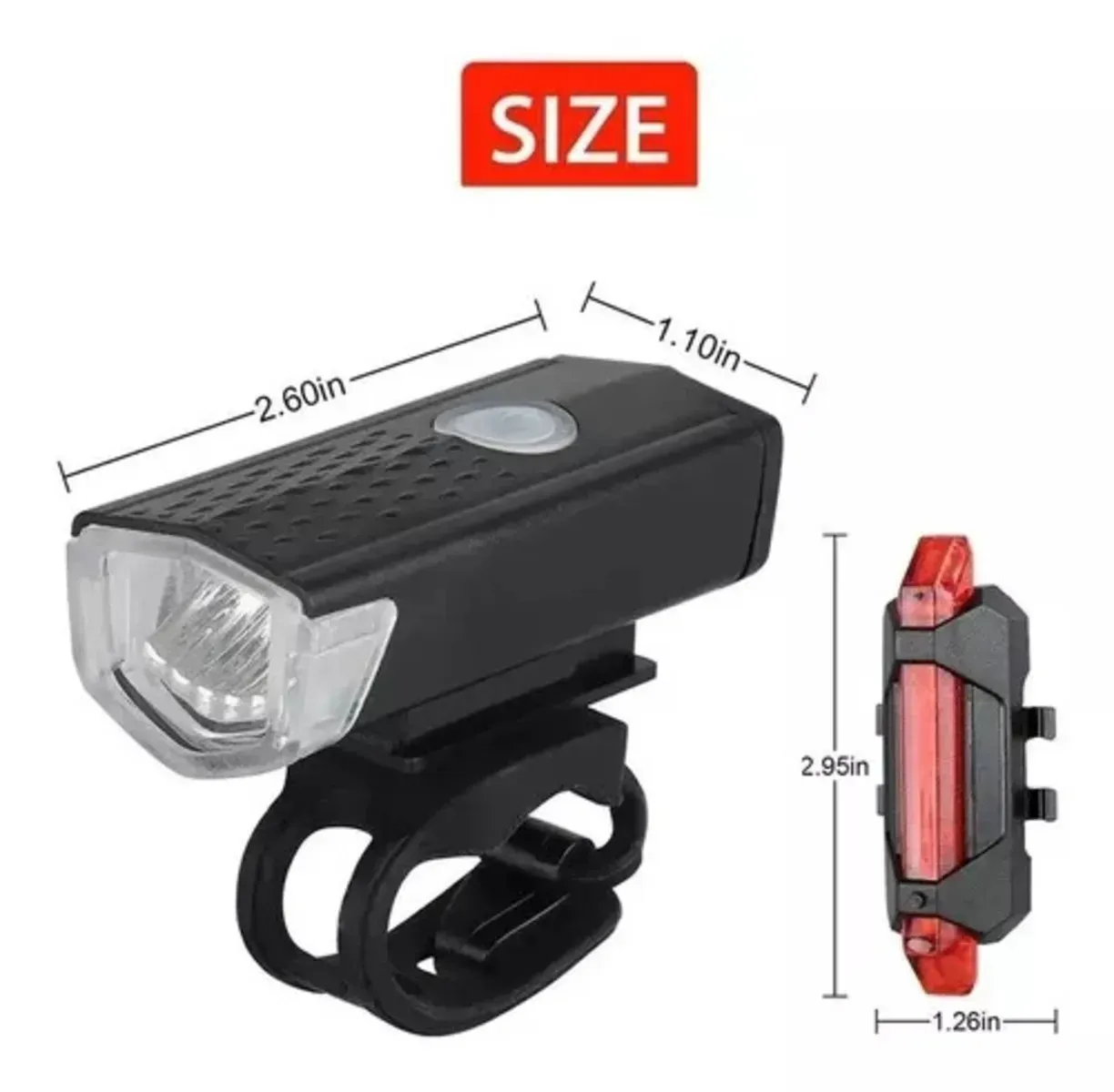 Combo Luces Delantera Y Trasera Bicicleta Recargable Usb Larga Duración