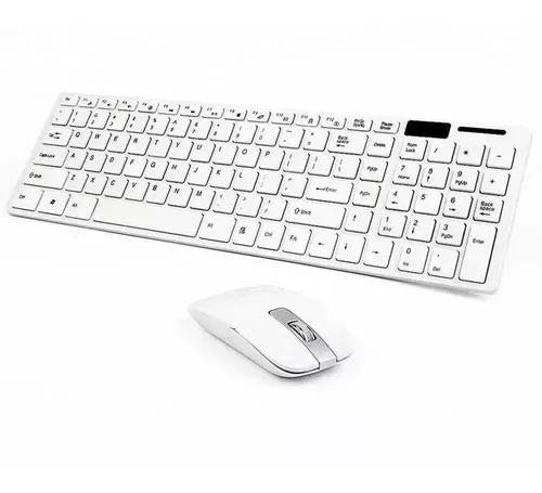 Combo Teclado Mouse Inalámbrico Ultra Delgado Protector Teclado Color Blanco