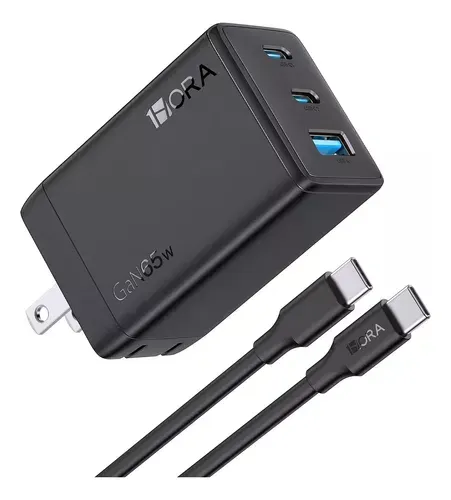 Cargador Tipo C 65w Gar 3 en 1 Cargador Carga Rápida 2 Tipo C Y 1 Usb