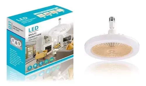 Ventilador Con Luz Led 3 Tonos Con Articulación Para Cambio De Angulo Conexión Directa A La Roseta De Luz 