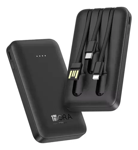 Power Bank 5000mah Mini Portátil Batería Con Built In 3 Cables 1hora Usb C Baterias Para Celular Compatible Con Iphone Samsung Android