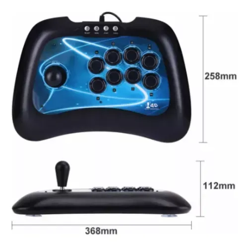 Mando Arcade Fightstick 4d Para Pc Ps3 Ps4 Pc360 Con Luz Color Negro