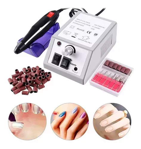 Kit Pulidor Uñas Profesional Manicura Pedicura Torno Gris