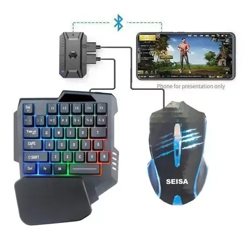 Kit Teclado Y Mouse Con Cable + Adaptador Bluetooth Para Celular