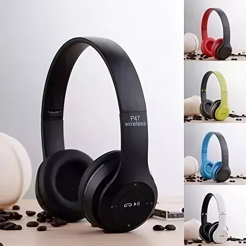 Auriculares Bluetooth P47 Inalámbricos Microsd  Color Negro