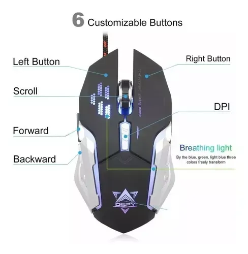 Teclado y Mouse Gamer Mecánico Retroiluminado K33 Con Led Rgb Dpi 3200