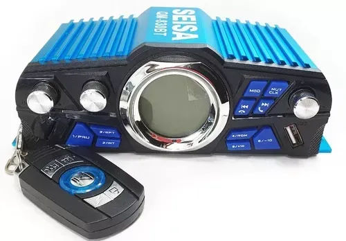 Amplificador Potencia 12v Bluetooth Control Remoto Auto/moto Usb Color Azul