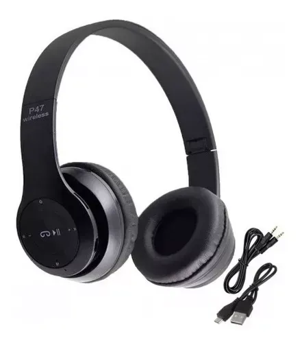 Auriculares Bluetooth P47 Inalámbricos Microsd  Color Negro