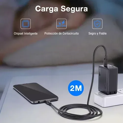 Cargador Tipo C 65w Gar 3 en 1 Cargador Carga Rápida 2 Tipo C Y 1 Usb