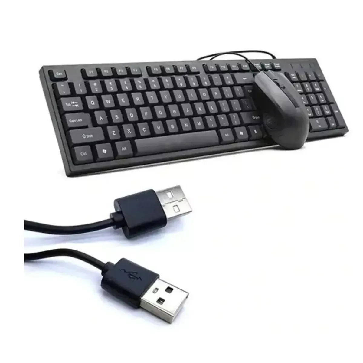 Combo Teclado En Español + Mouse Óptico De Cable Usb Mouse Negro Teclado Negro