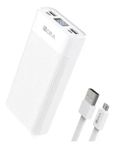 Power Bank Gar 117 Batería Portátil 20000mah 2.1a Carga Rápida 1hora Color Blanca