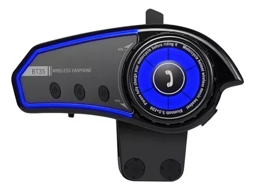 Intercomunicador Auriculares Casco Moto Bluetooth Color Negro o Azul Seisa