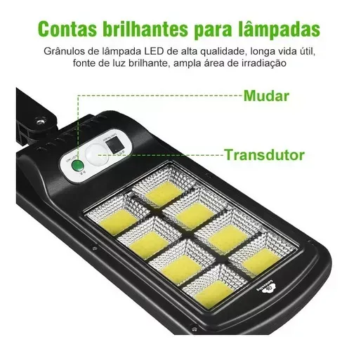 Reflector Solar Sensor Movimiento Con Control Remoto Carcasa Negro Luz Blanco Frío