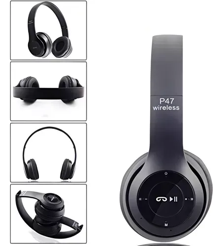 Auriculares Bluetooth P47 Inalámbricos Microsd  Color Negro