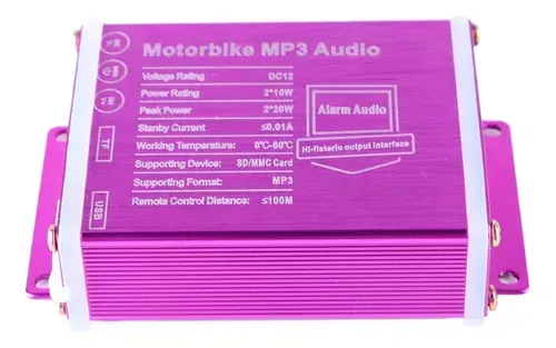 Parlantes Alarma Bocina Para Moto Bluettooth Mp3 Radio Con Control Inalámbrico Color Rojo Seisa